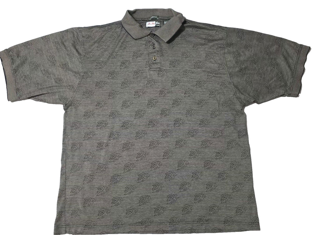 VTG 90s The Skins Game USA Polo Shirt Men's L Brown/Green Leaf All Over Print